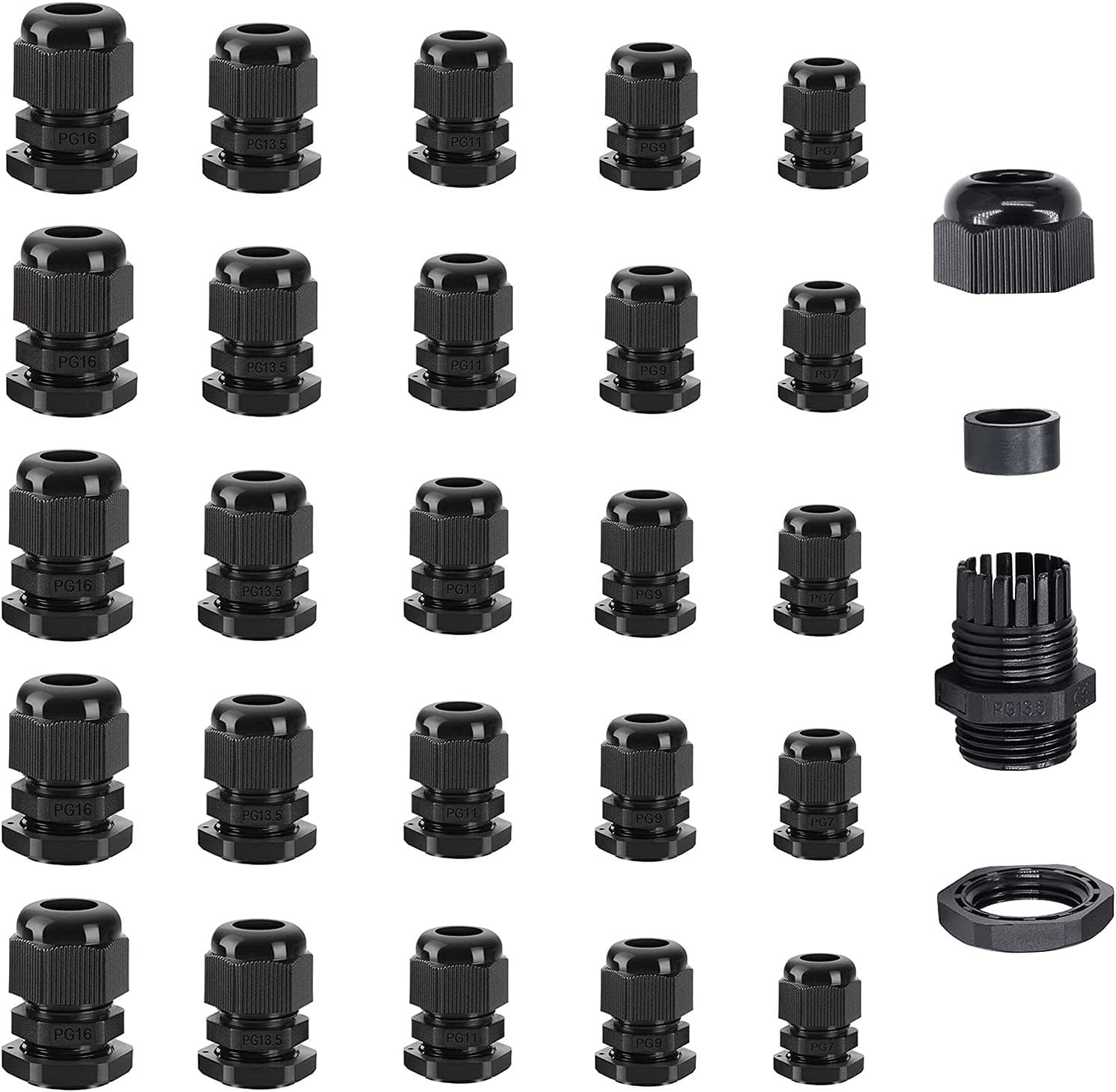 50pcs Cable Gland Waterproof Plastic Cable Glands Adjustable Cable