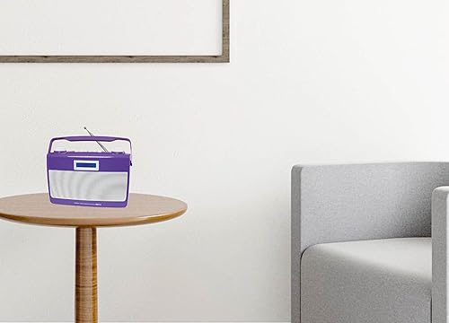 Miniatura 4 de HANNLOMAX Radio AMFM portátil HX-500R, Bluetooth, puerto USB para reproducción de MP3, entrada auxiliar, fuente de alimentación dual ACDC. (morado)