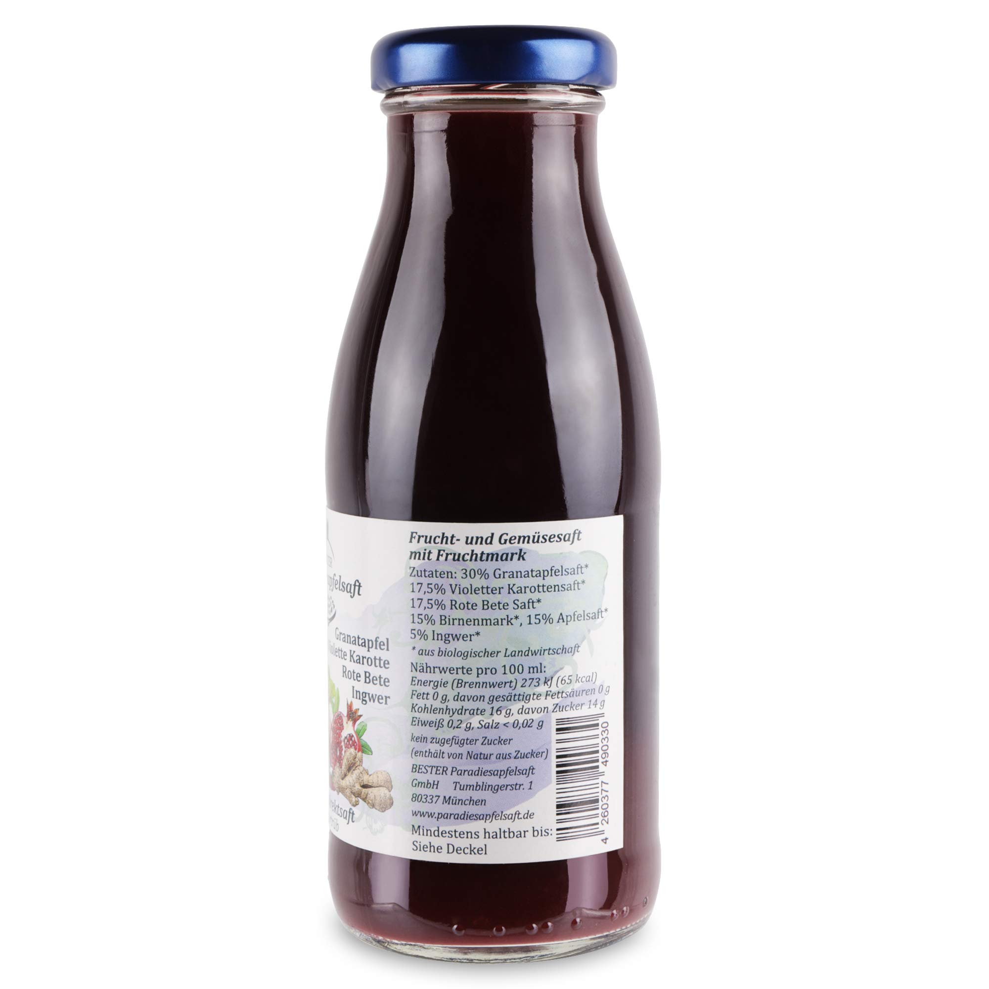 Granatapfel-Violette Karotte-Rote Bete-Ingwer - 100% Bio-Direktsaft (naturtrüb) - 12 x 250 ml