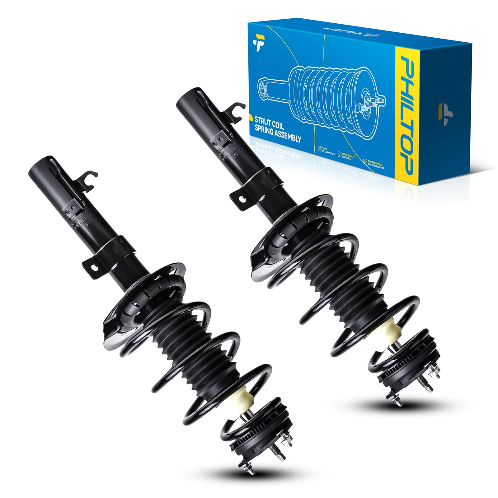 PHILTOP Front Struts Shock Absorber Fit For Focus 2008 2009 2010 2011, Complete Struts with Coil Spring Assembly, Quick Suspension Loaded Struts 272257 272258 Set of 2 4SAA732