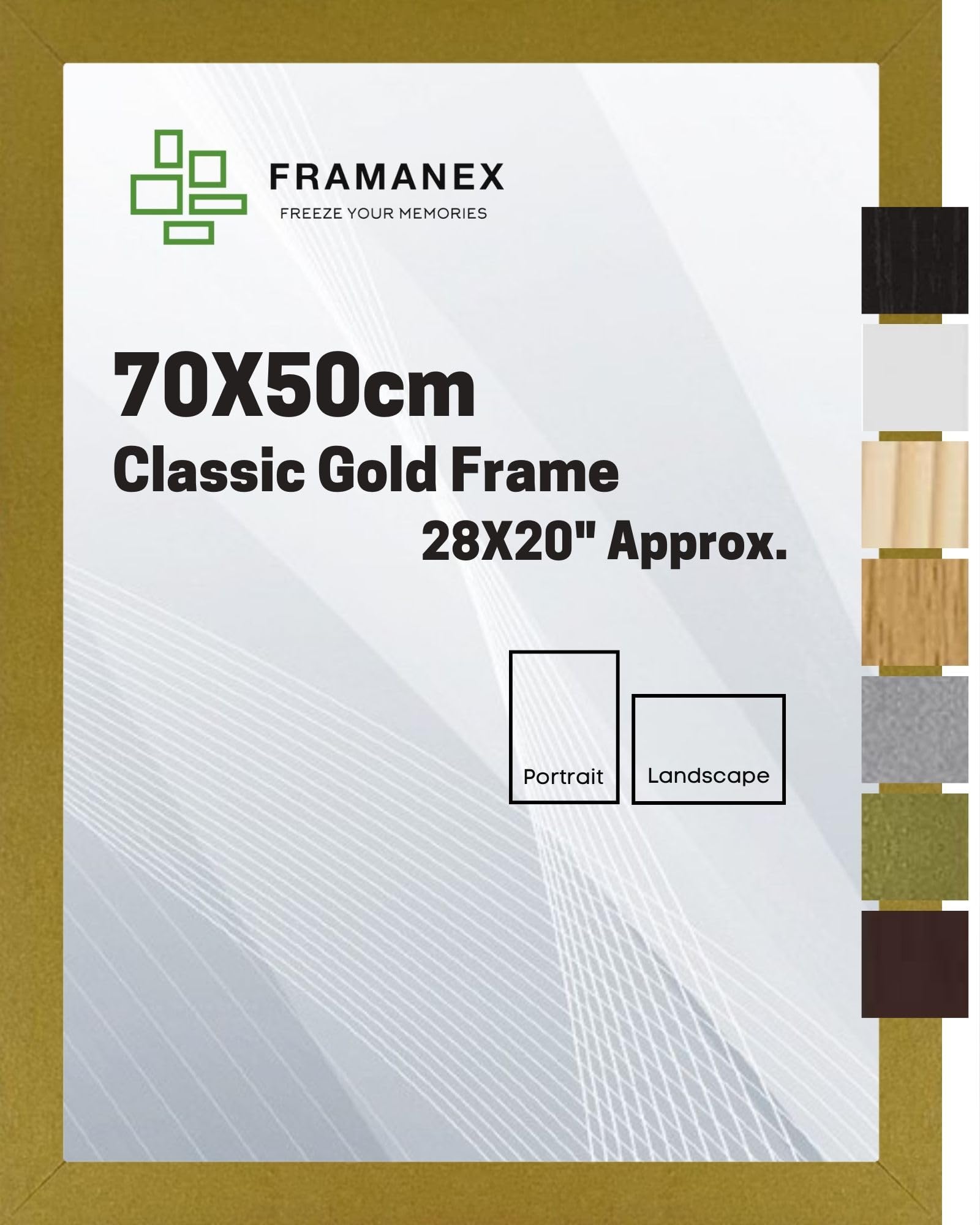 FRAMANEX Modern Dome Shape Frames | Gold Colour 70X50 CM Picture Photo Poster Frames | 50X70 CM Rectangle Picture Frame | Beautify Your Walls with SD Mold Wood Finish Photo Frame โ image 1