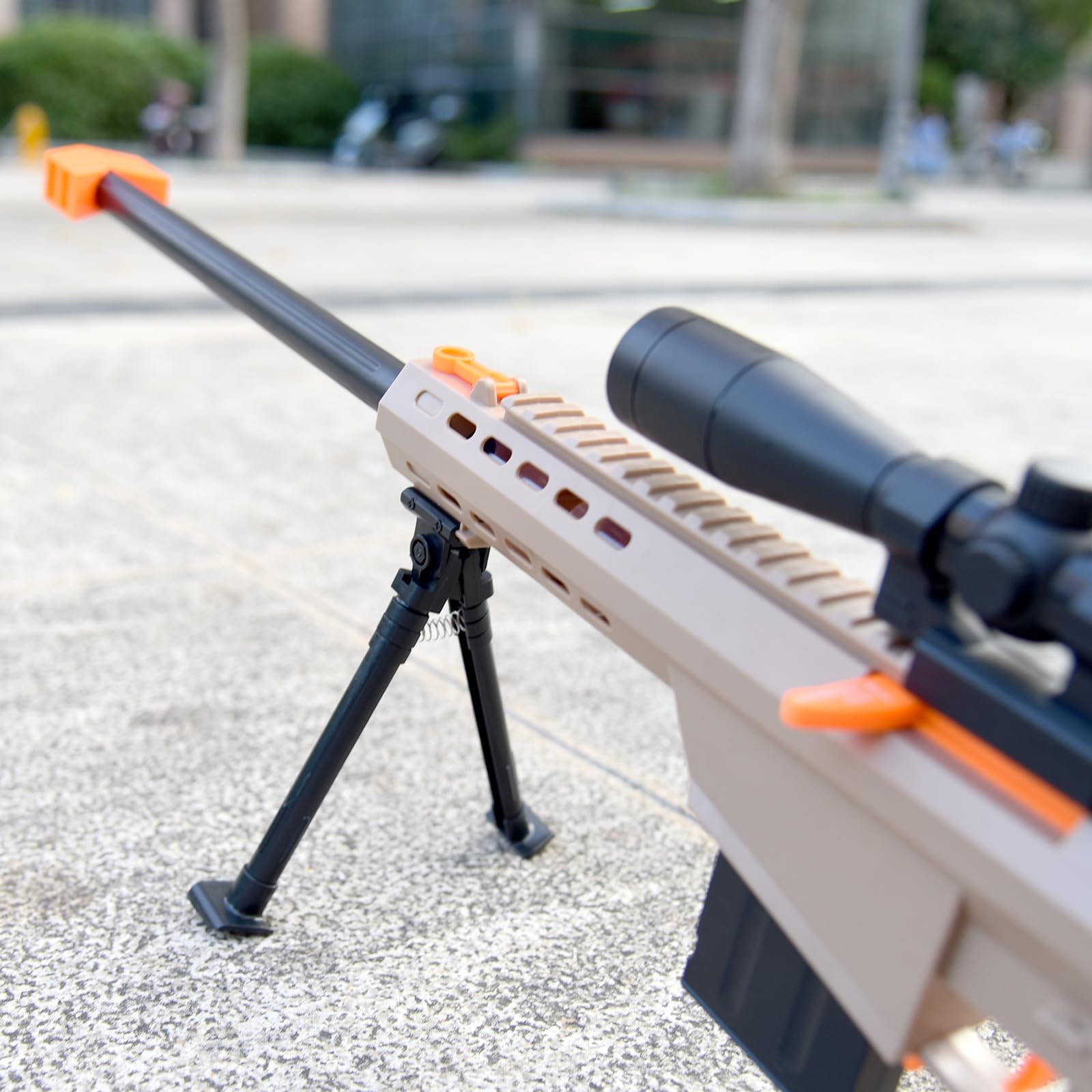 Barrett 98k Lance-douille Soft-Head - Fusil à lunette jouet pour enfants | Modèle réaliste avec munitions Soft-Head | Incl. 10 douilles | Âge 3+ (Sable)