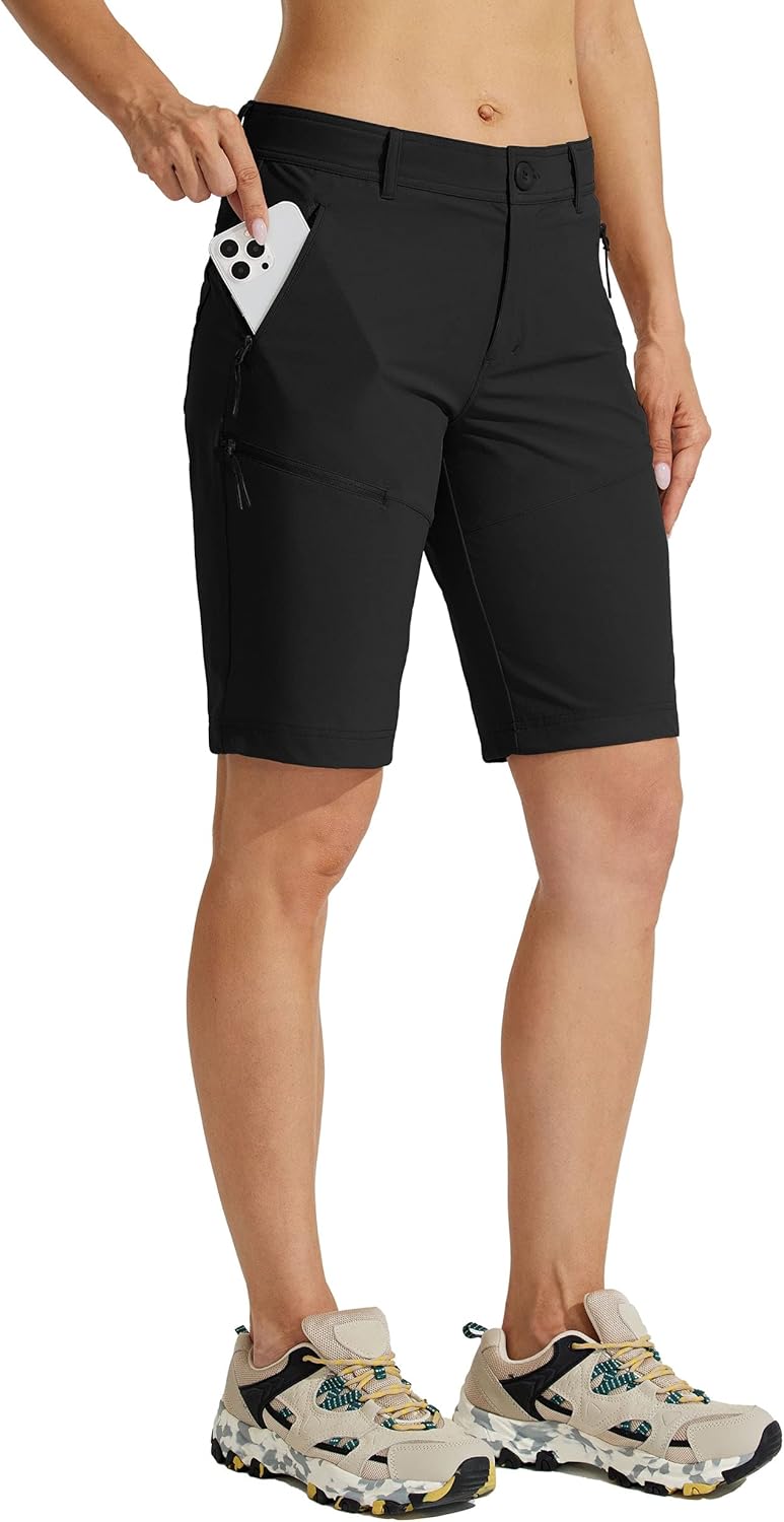Willit Women's 10" Hiking Golf Long Shorts Quick Dry Athletic Outdoor Summer Shorts with Pockets