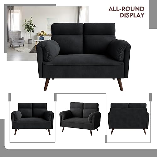 Miniatura 6 de Shintenchi Sofá biplaza moderno de 49 pies, sofá pequeño con cojines traseros y patas de madera para espacios pequeños, sala de estar, apartamento,