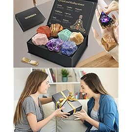 Chakras Crystals and Healing Stones Set with Worry Stones - 7 Chakra Stones, (2-2.5 in) Large Real Raw Crystals Positive Energy for Spiritual Meditation, Birthday Gifts for Women, Christmas Gifts