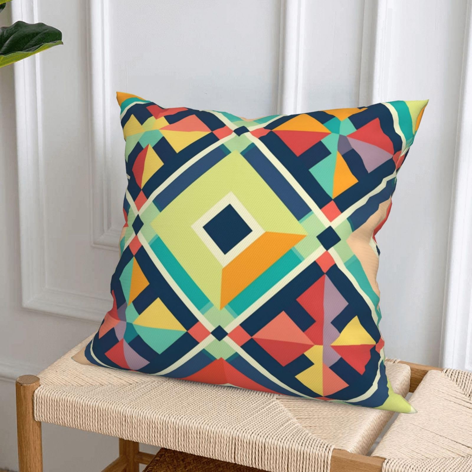 Housse de Coussin 45x45cm Lot de 4 Coussins décoratifs Mandala Peluche Courte Carré Taie D'Oreiller Fleur Housse Coussin with Invisible Zipper,pour Canapé Jardin Oreiller d'Extérieur Décor18x18in