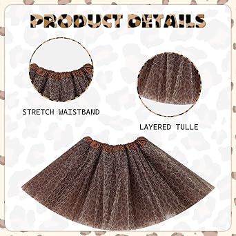 5PCS Cheetah Costume for Girls Womens Leopard Costume Accessories Sets Cat Ears Headband/Cheetah Tails/Bow Tie/Face Tattoos/Leopard Tutu Skirts for Halloween Animals Cosplay Set