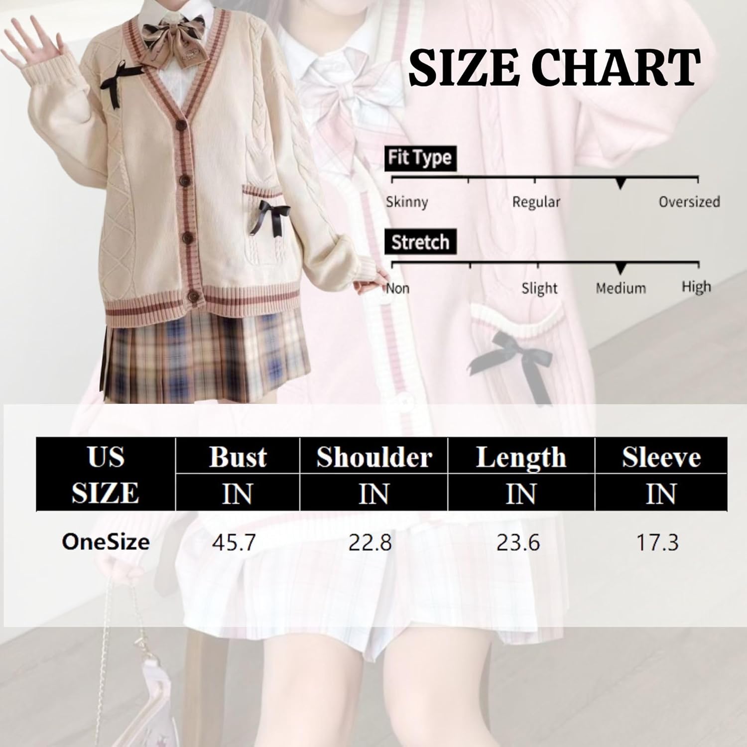 Chevara Women’s Cute Sweet Cardigan Sweater Kawaii School Uniform Button Long Sleeve V-Neck Knitted Outerwear - Image 5