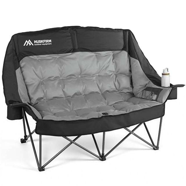 High Back Double Camping Chair 2 Person Camping Chair Low Seat Loveseat Camping Chair Fully Padded Oversized Camping