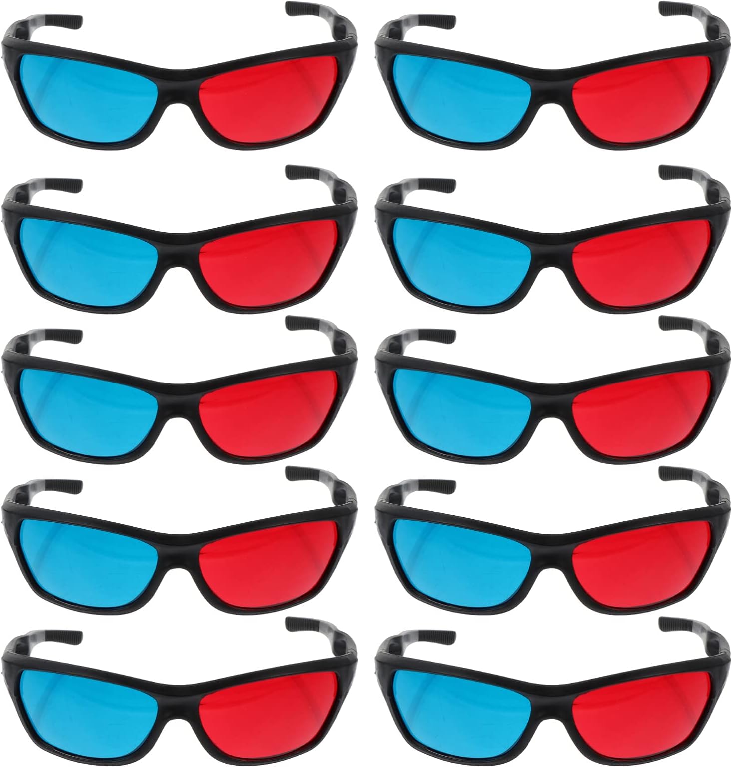 HEALLILY 10pcs 3D Glasses for TV Movie Cyan Red Blue 3 Dimensional Glasses for Anaglyph Stereoscopic Movie Comic Book Photo Projector Computer Screen Game
