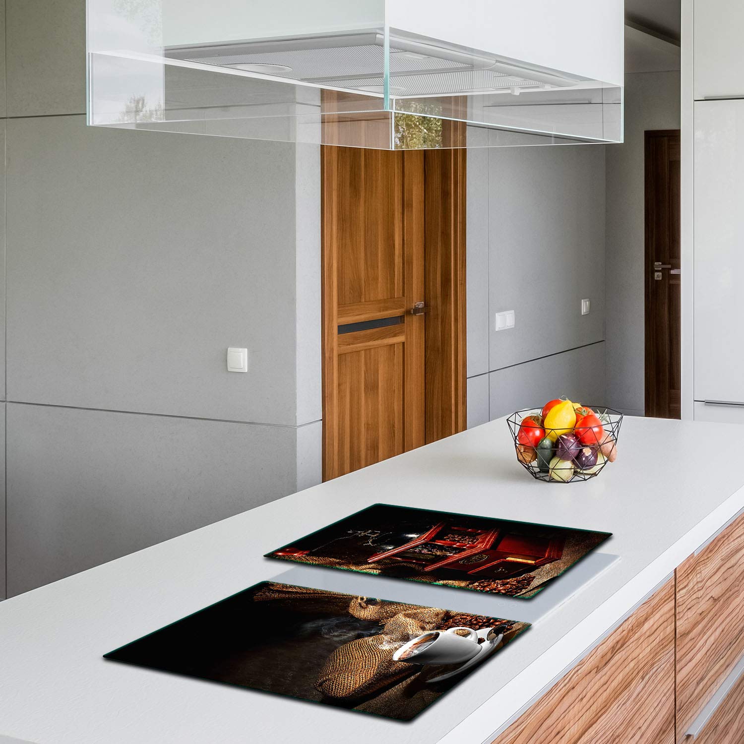 TMK Lot de 2 plaques de protection en verre pour plaque de cuisson en céramique 40 x 52 cm