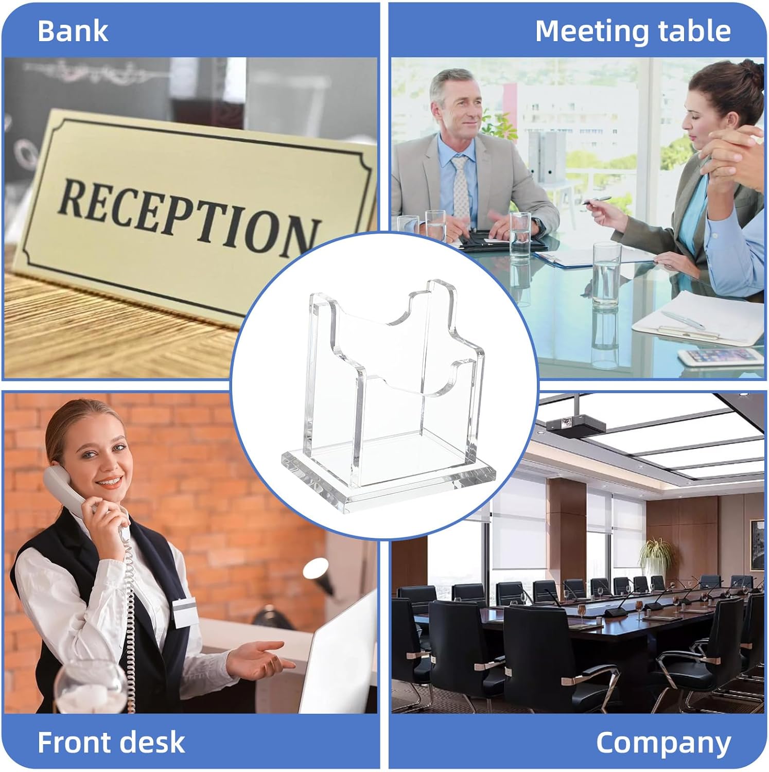 4 Packs Acrylic Business Cards Holders for Desk, Vertical Clear Busines Name Card Display Stand, Desk Accessory Business Name Card Organizer (Vertical, 1-Slot)