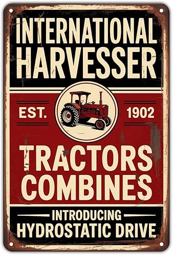 Cartel de lata de cosechadora internacional, Tractor vintage combina letrero de metal, decoración estética de habitación para el hogar, dormitorio,