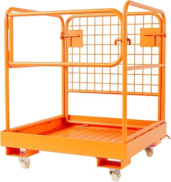 ACEKOOL Forklift Safety Cage - 36x36 1800 lb Capacity Heavy - Duty Steel Man Basket with 4 Wheels, Aerial Work Platform for Lifting & Loading