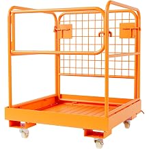 ACEKOOL Forklift Safety Cage - 36x36 1800 lb Capacity Heavy - Duty Steel Man Basket with 4 Wheels, Aerial Work Platform for Lifting & Loading