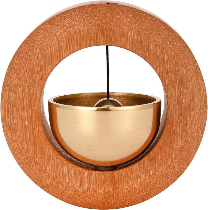 Fay Bless Shopkeepers Bell For Door Opening,Magnetic Attached Doorbell Chime For Business,Unique Office Ornaments And Hanging Decoration For Entrance (Golden Teak (Round - View #10