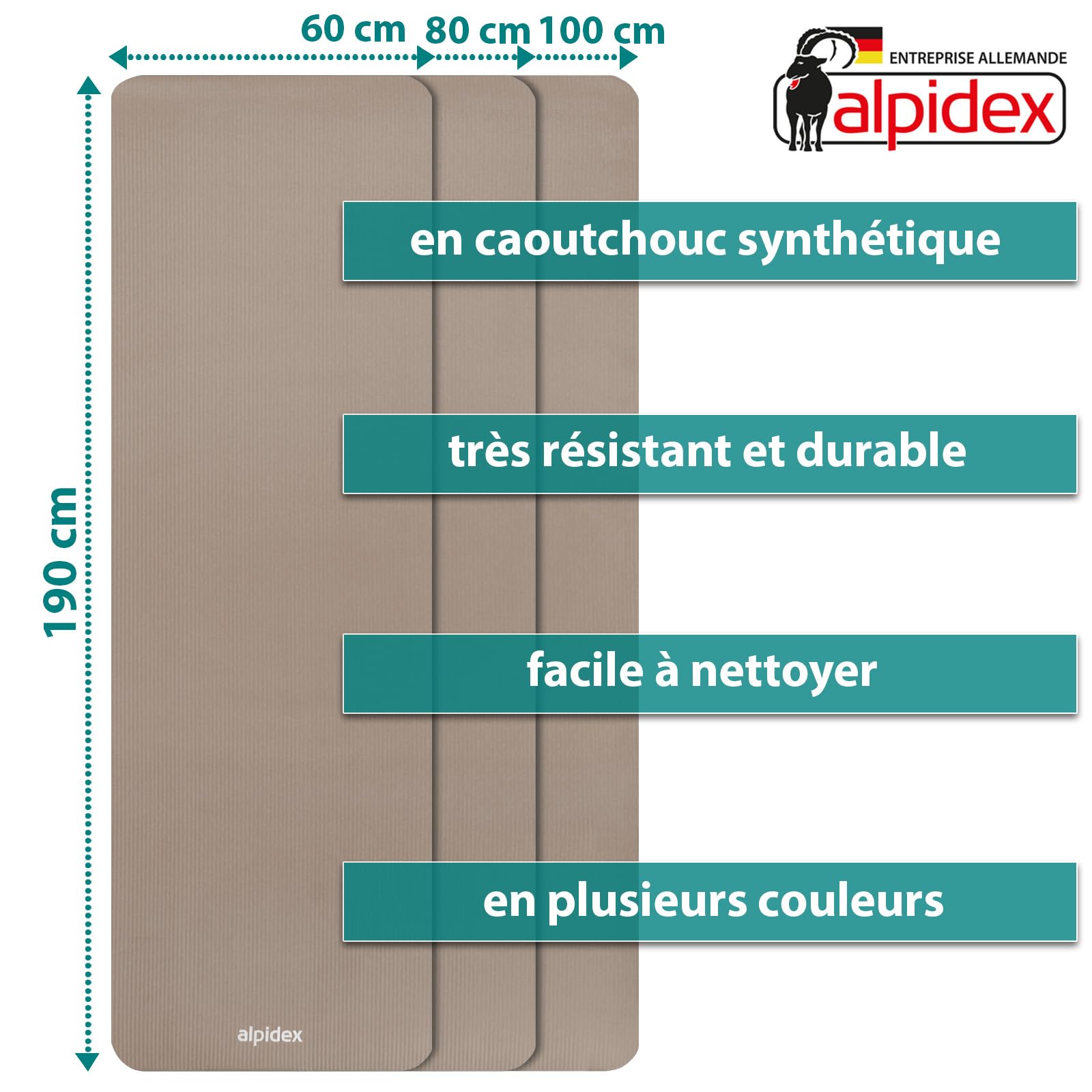 ALPIDEX Tapis de Yoga Épais 1,5 cm 3 Largeurs E-Book Matelas Sport Gymnastique Antidérapant sans Phtalates Sangle Transport Pilâtes Gym Aérobic Stretching Entraînement