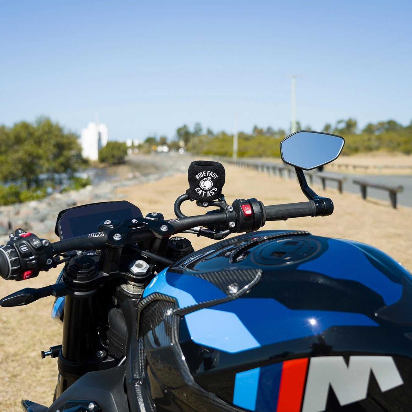 Brake Fluid Reservoir Cover Sock for Motorcycles, Sporbikes and Gifts by Moto Loot (Ride Fast Eat Ass)