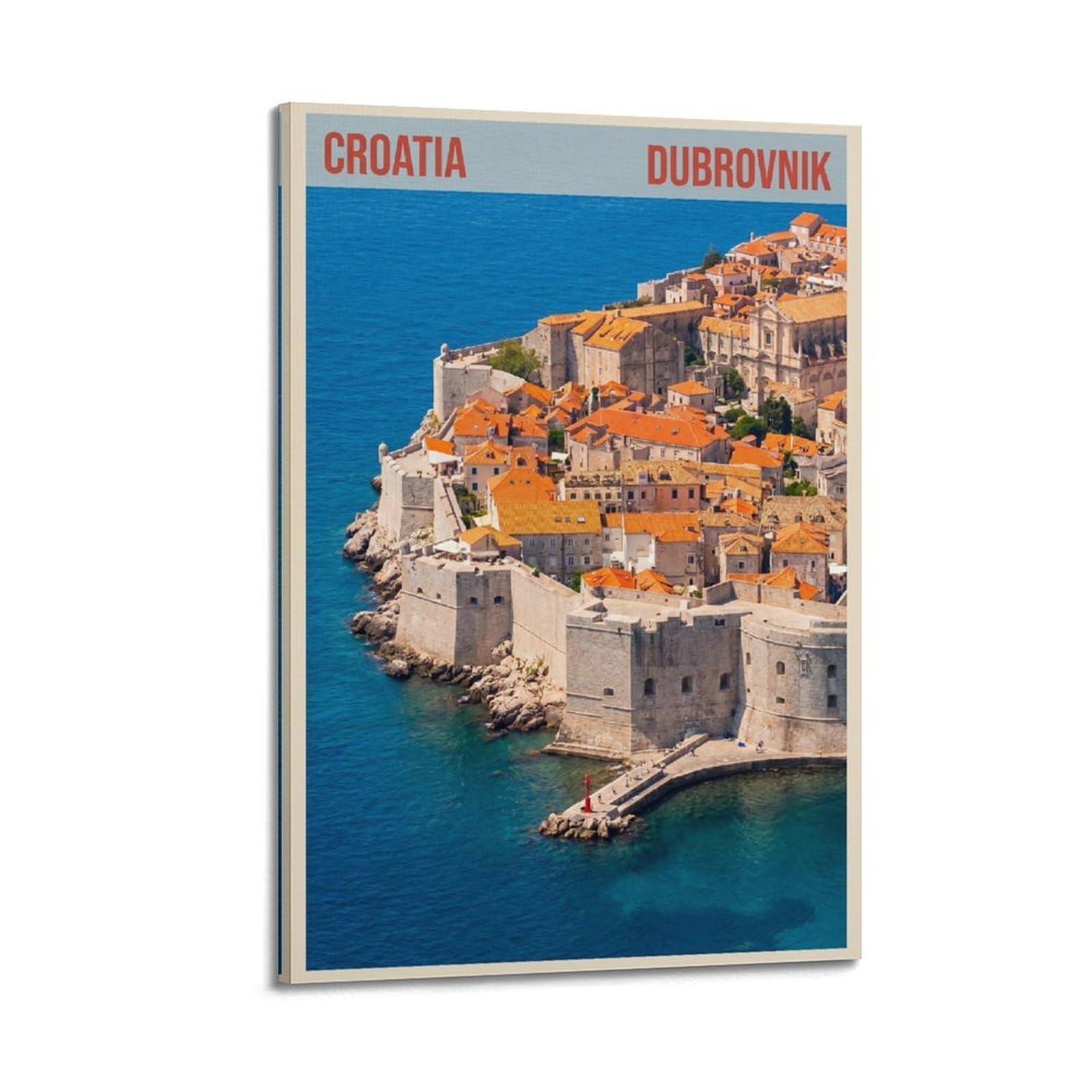OKAHYS Travel Scenery Croatia Dubrovnik Poster Modern Decorative Canvas Prints - Ideal Wall Art for Family, Man Cave, Game Room, Boys & Girls Bedroom 20x30inch(50x75cm)