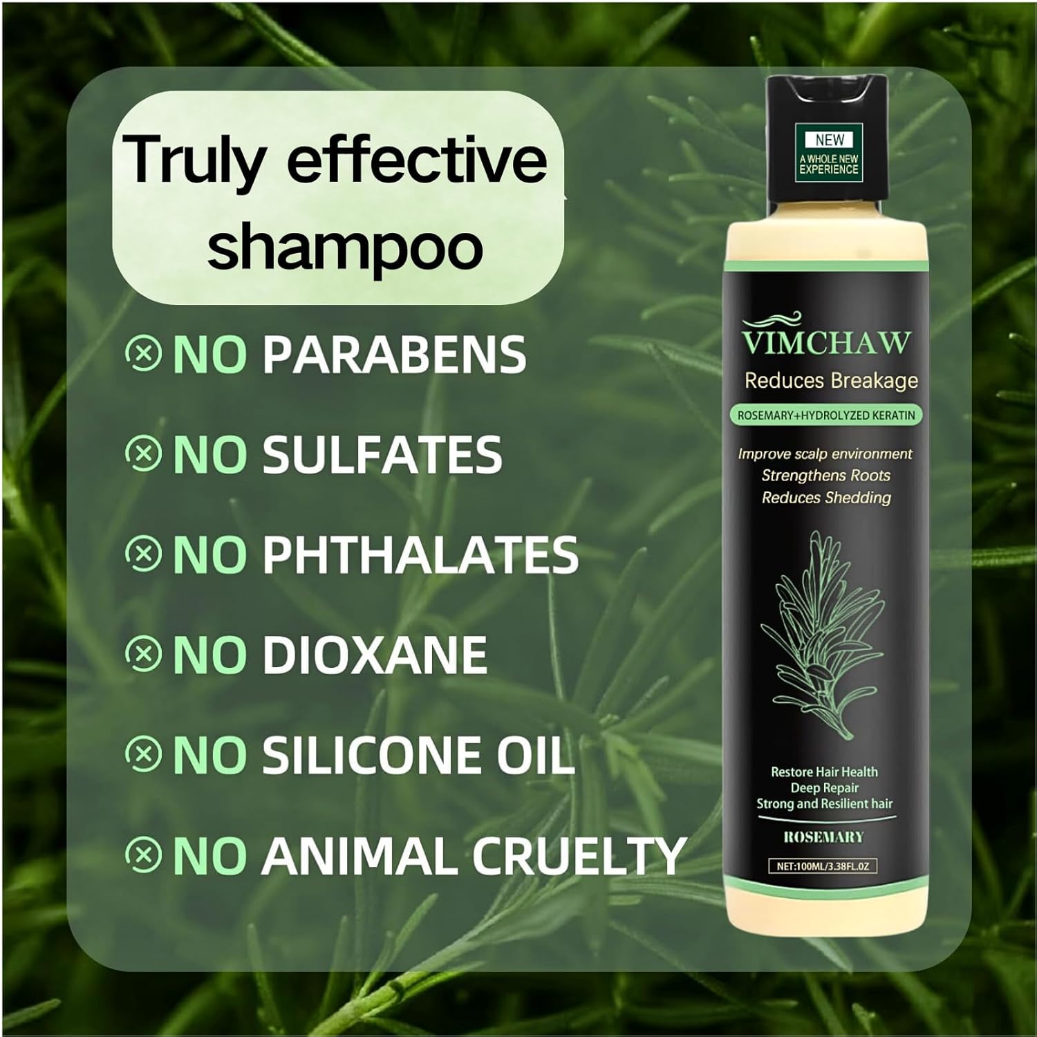 Organic Rosemary Hair Growth Shampoo for Thinning Hair & Hair Loss - Thickening & Strengthening Formula with Hydrolyzed Keratin for Men & Women(4-Pcs)