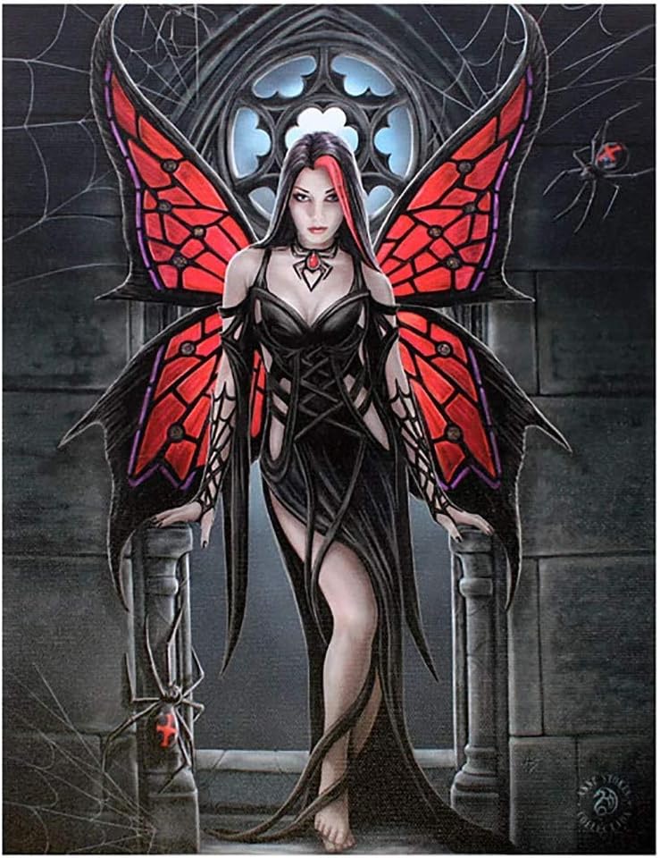 ANNE STOKES WP_75722 Canvas Plaque | Arachnafaria H25cm X W19cm X D1.5cm | pack of 1, Black & Red