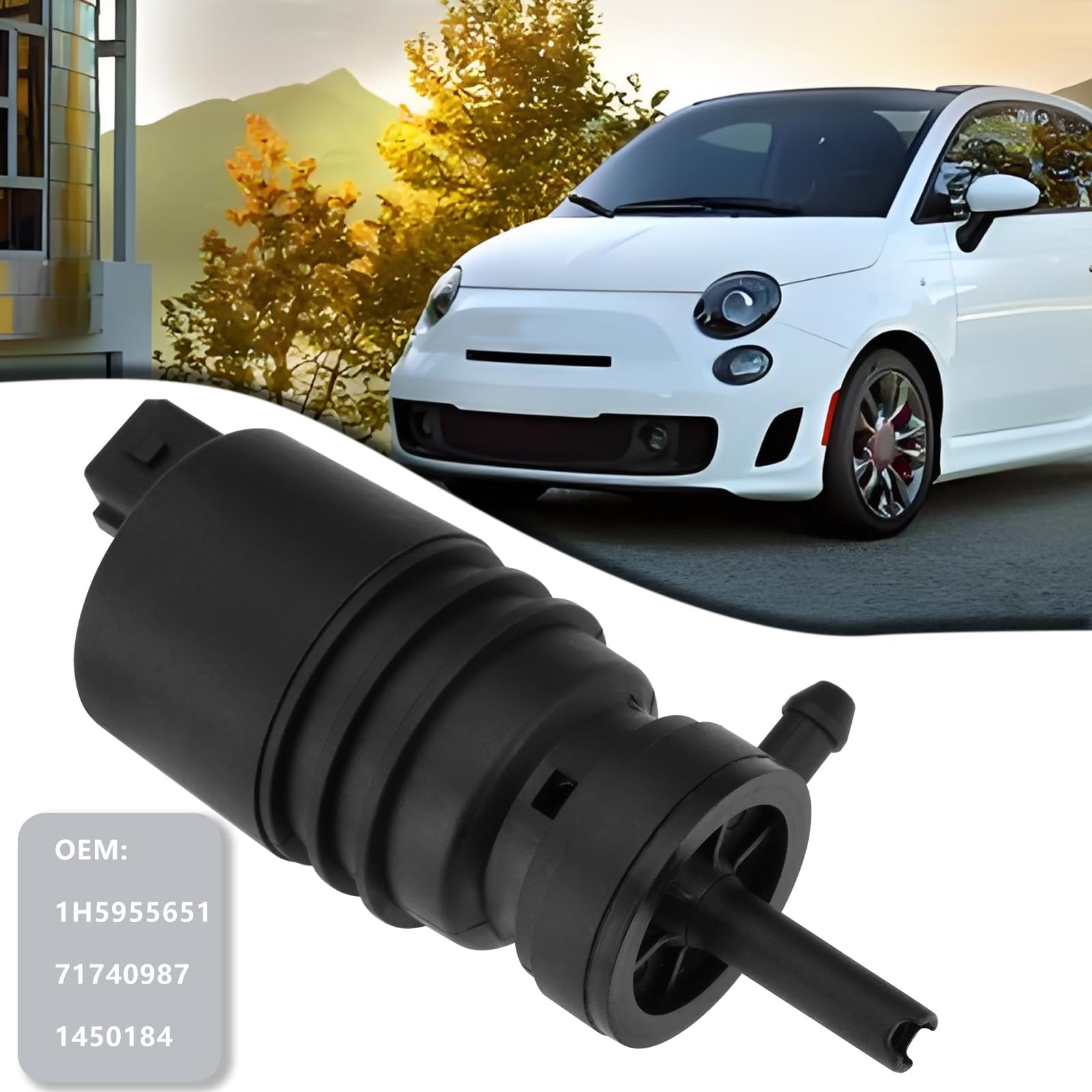 Bomba de agua de lavado de parabrisas compatible con Fiat 500C Doblo Ducato Fiorino Linea, OEM 1H5955651/71740987/1450184