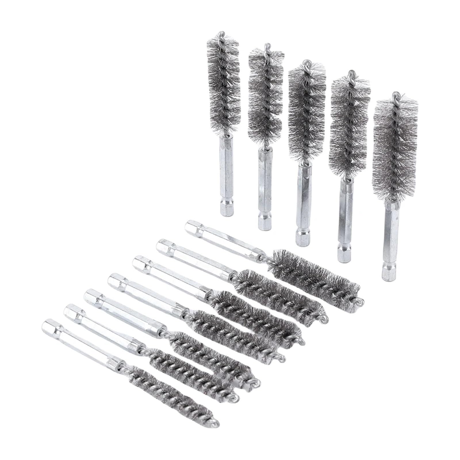 szczotka druciana, Szczotki druciane rurowe 6/8/10/12 szt. Szczotka druciana ze stali nierdzewnej o średnicy 8 mm–19 mm(12PCS)