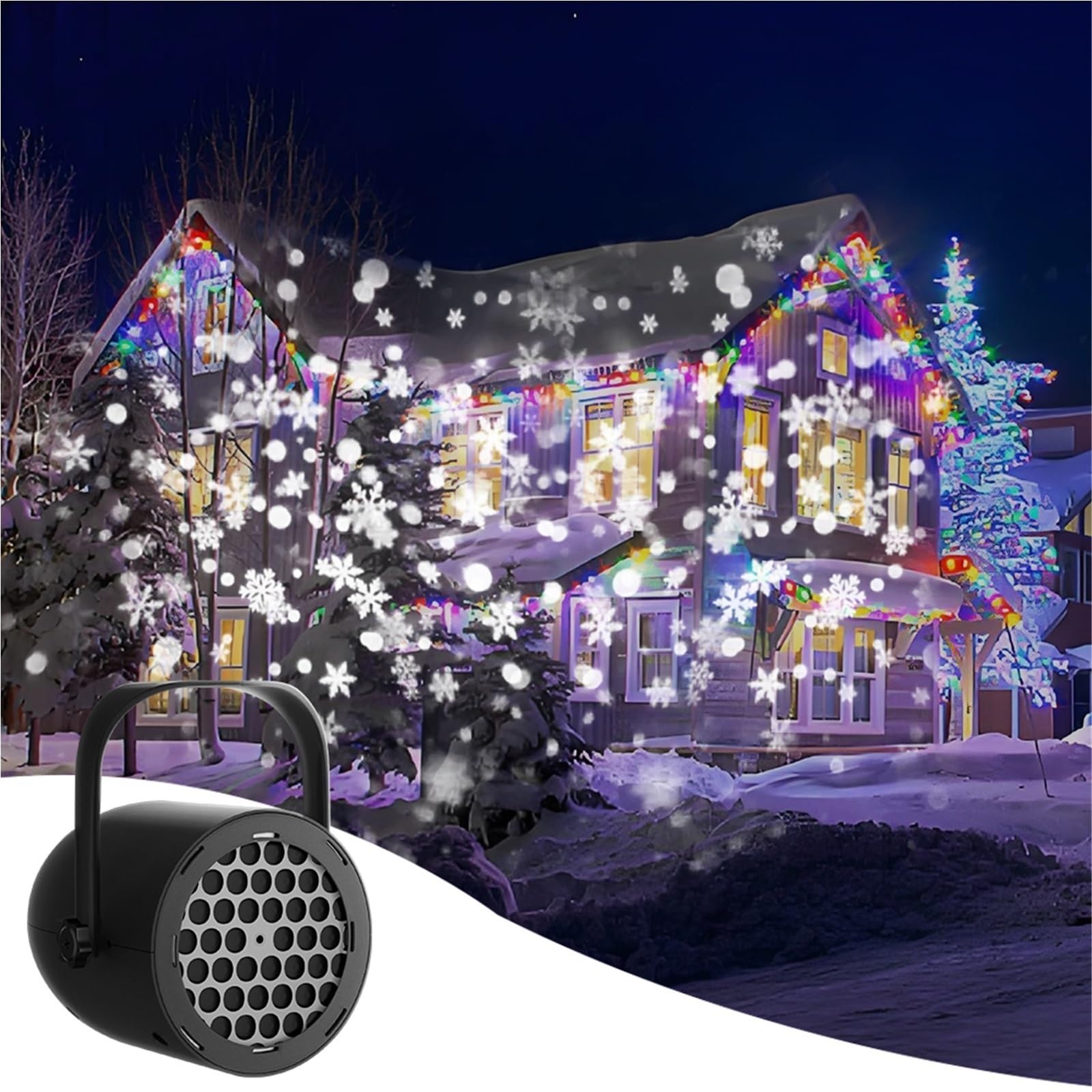 Projecteur Lumineux, Lampe décorative de Projection à Motif Flocon de Neige pour Halloween et Noël (Projection de Flocons de Neige)