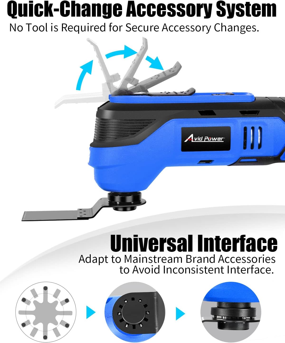 AVID POWER 12V Cordless Oscillating Tool Set, Battery Power Oscillated Multitool Kits, 18000 OPM Variable Speed & 2.8°Oscillating Angle, Oscillating Multi-Tool for Cutting, Scraping, Sanding