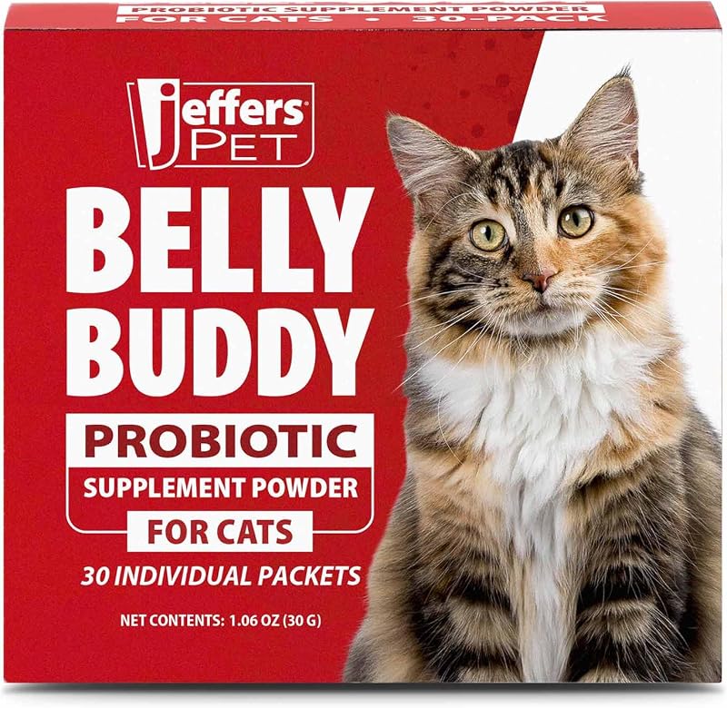 Probiótico em Pó para Gatos Jeffers com 4 Cepas, Prebióticos e Vitaminas — 30 Sachês