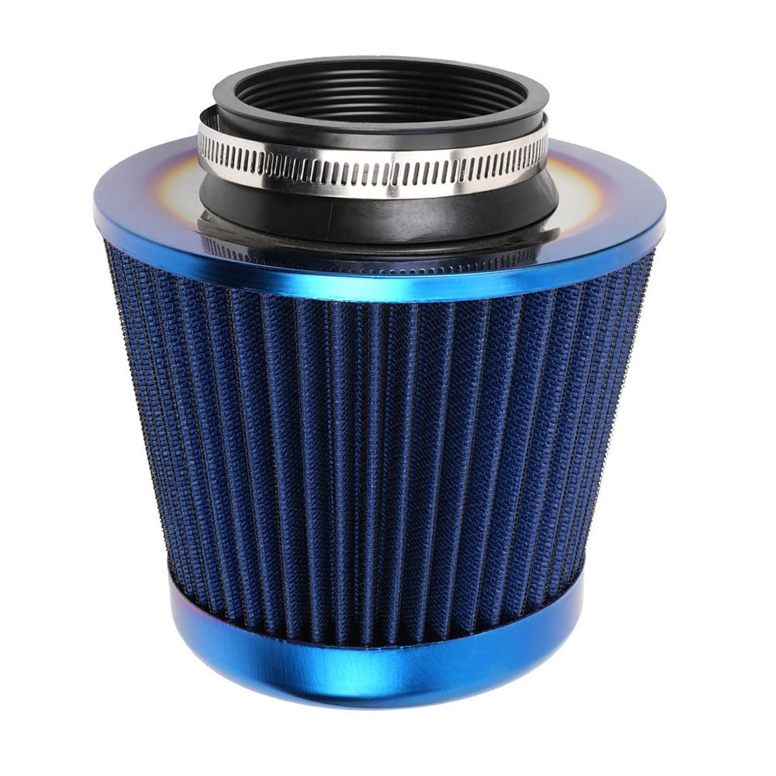 Zestaw filtra powietrza motocykl 76MM 3 "spalona niebieska siatka ze stali nierdzewnej stożek pobór mocy wysoki przepływ filtr zimnego powietrza wlotu zestaw indukcyjny(Blue)