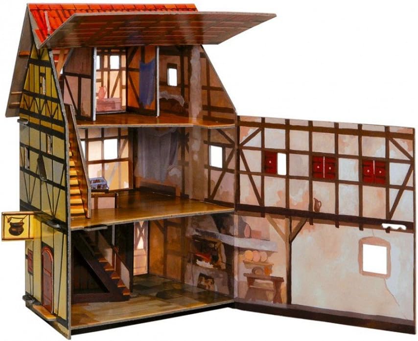 UMBUM 3D Puzzle - Tavern - Medieval Town - 5½" x 7½" x 4¾ 13 pcs - Clever Paper (213)