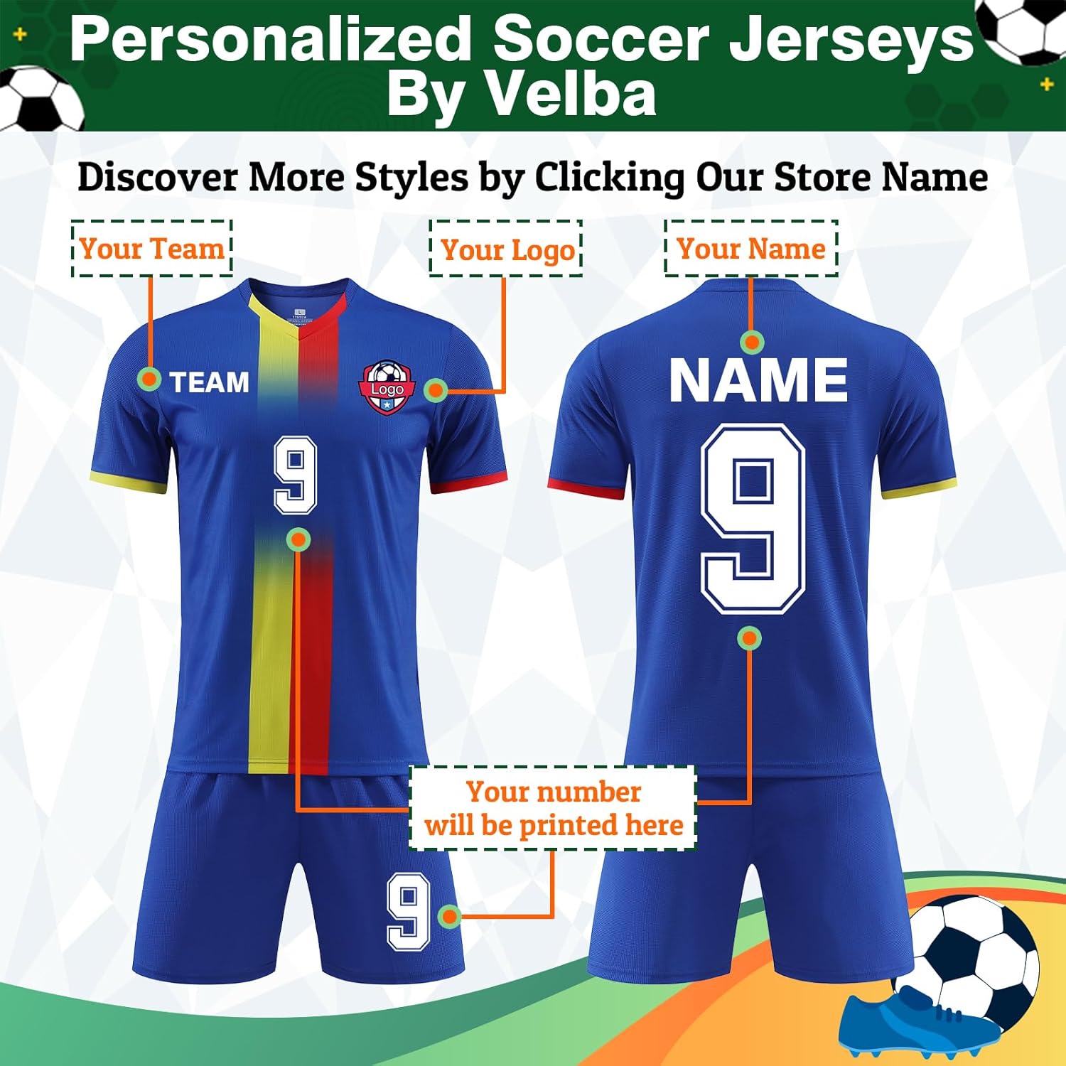 Custom Soccer Jersey, Personalized Soccer Kits with Your Name,Team Name,Number and Logo for Adults and Youth - Image 5