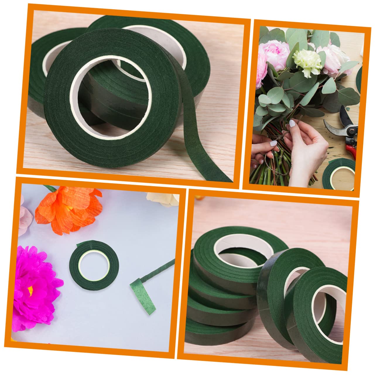 5 Rolls Floral Stem Wrapping Tape Green Floral Tape for Bouquet Stem Wraps Wedding Arrangements DIY Flower Crafts Strong Texture for Secure Flower Wrapping and Gift Packaging