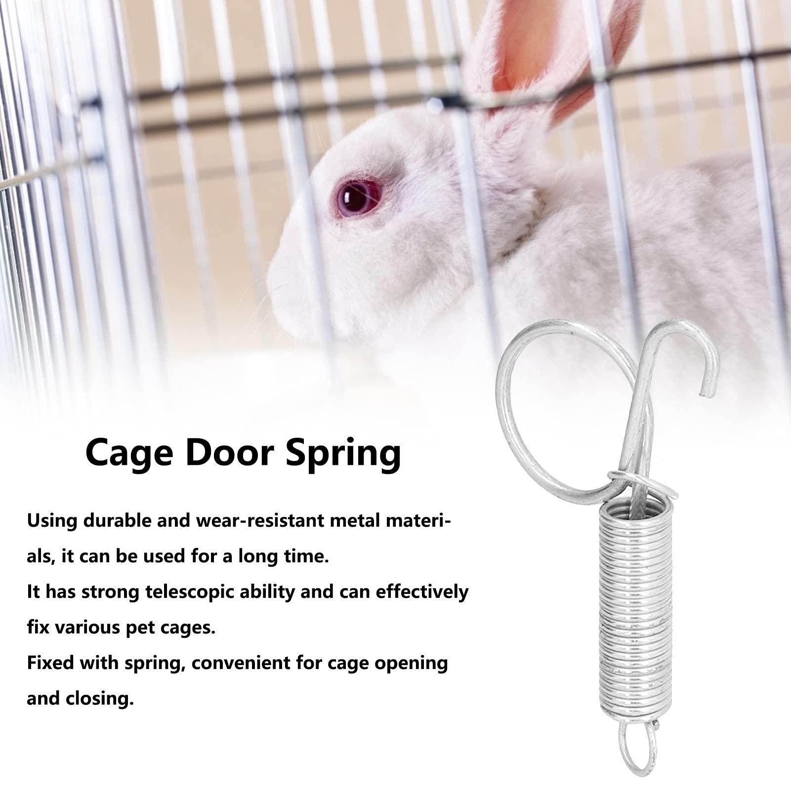 20 ganci a molla in metallo per gabbia, gancio a molla per fissaggio di gabbie per animali domestici e conigli, attrezzature agricole L 7,3 x 2,2 cm