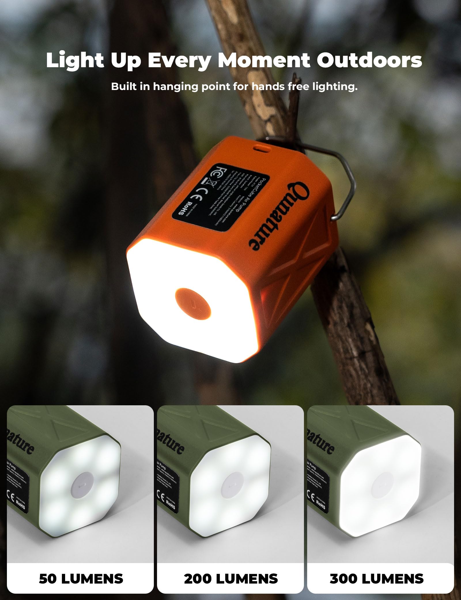 Mini pompka powietrza, przepływ powietrza 4,2 kPa, 300 l/min, 45 g, ultralekka z szybkim ładowaniem USB, 3-trybowe oświetlenie, przenośna elektryczna pompa powietrza z 5 dyszami do materaca