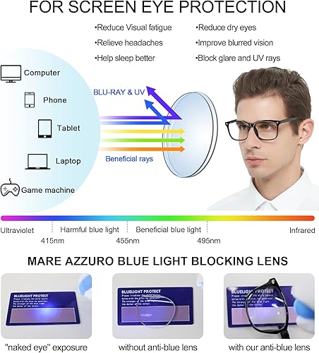 Miniatura 9 de MARE AZZURO Lentes de lectura bifocales de moda para hombre, con bloqueo de luz azul, para leer al aire libre, 100, 125, 150, 175, 200, 225, 250,