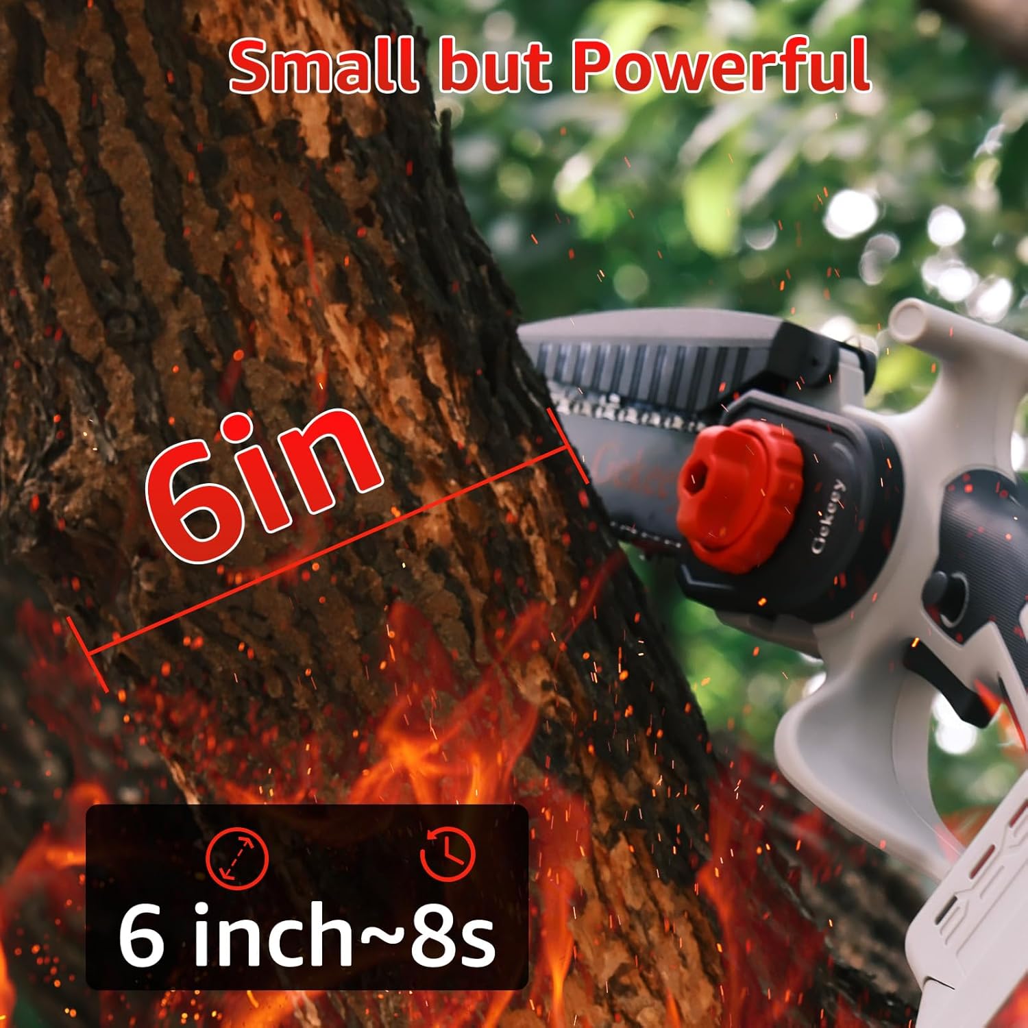 2-in-1 Electric Pole Saw for Tree Trimming, 6 Inch Cordless Mini Chainsaw with Max 15 FT Extension Pole, Battery Powered Pole Chainsaw with 2PCS 4.0 Ah Batteries, Adjustable Head for Gradening