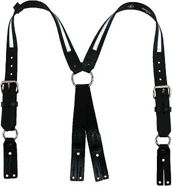 Boston Leather Leather Reflective Button End Fireman Work Suspenders