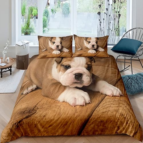 ZZXHG Juego de funda de edredón tamaño Queen de 3 piezas con diseño de bulldog inglés amarillo juego de funda de edredón de microfibra suave con disponible en Yaxa Colombia