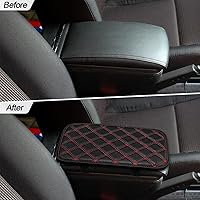 Vista 6 de Funda de cojín de cuero para consola central del coche, 11.4 x 7.4 pulgadas, funda impermeable para reposabrazos y asiento, apta para coches