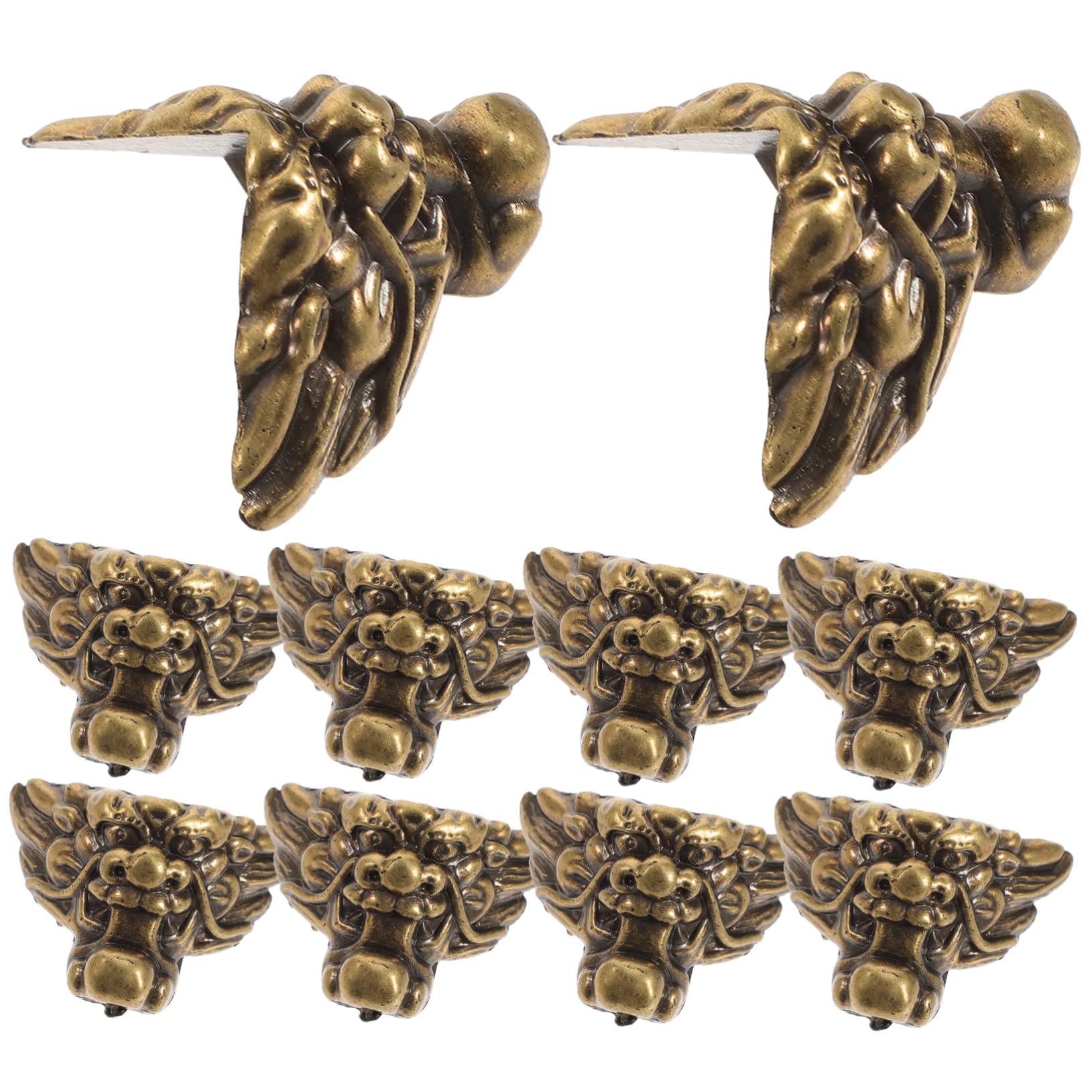 IWOWHERO 12Pcs Decorative Wooden Box Feet Lion Protectors for Jewelry Cases and Wooden Boxes Box Corner Safety Guards and Supports