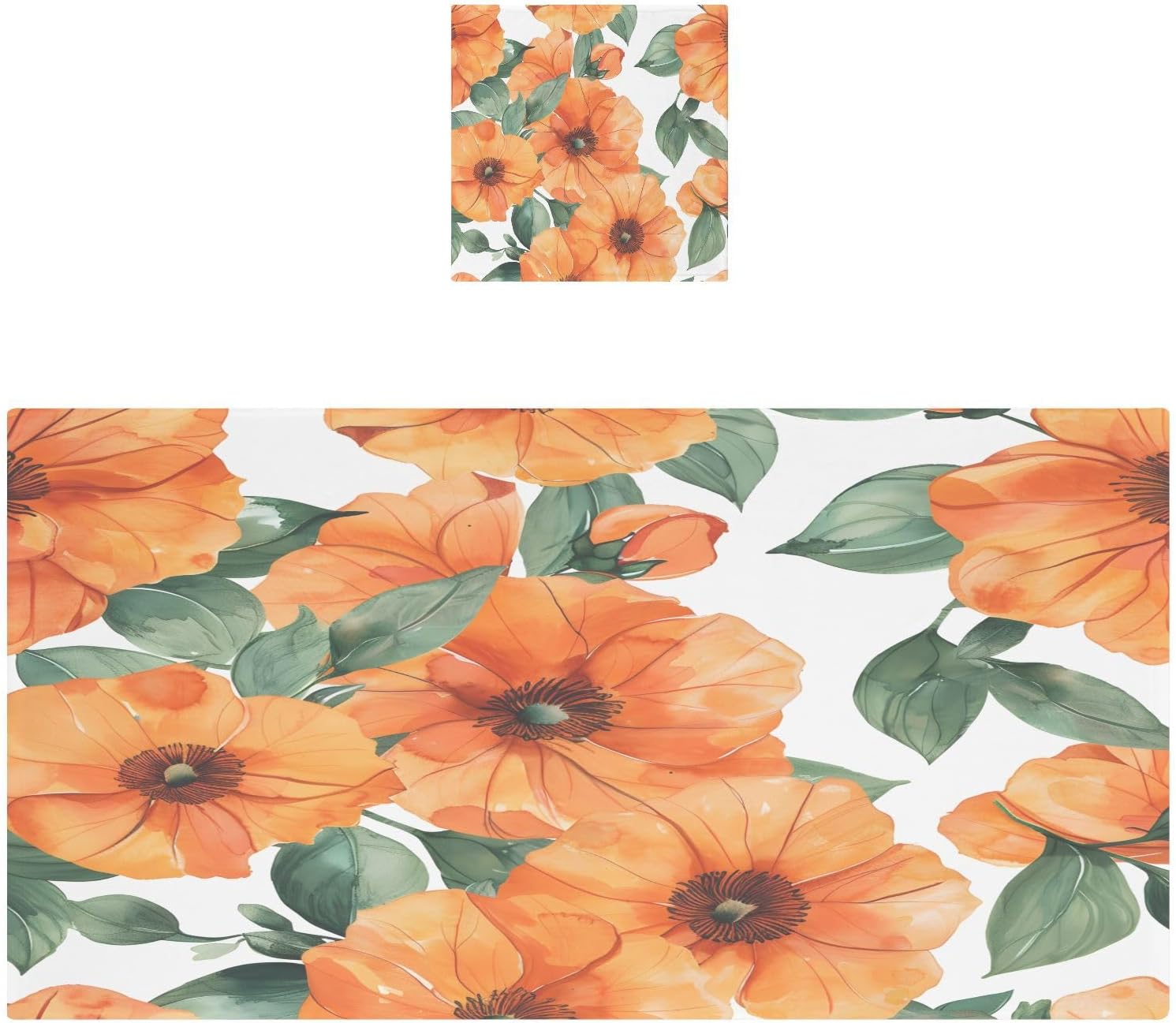 Hand Towels Premium Soft and Highly Absorbent Orange Flowers 2 Pcs Towels for Bathroom Set 100% Cotton Decorative Face Towels