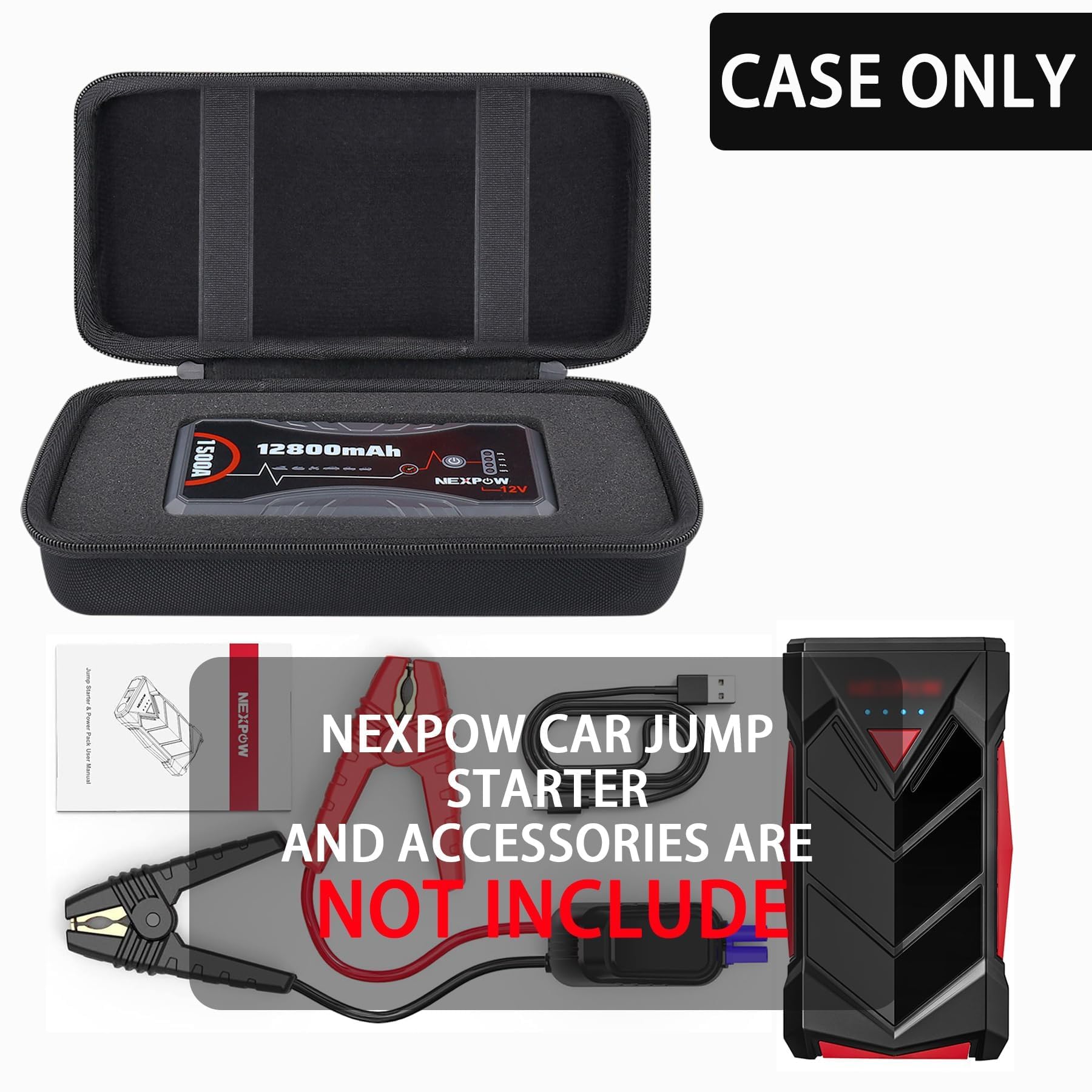 (Solo Custodia) Aenllosi Custodia Dura di Stoccaggio Compatibile con NEXPOW Avviatore Batteria Auto 1500A, Organizzatore Borsa per Booster Avviamento Auto.