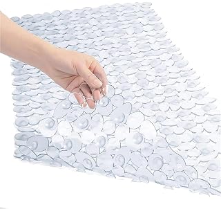 1PC None-Slip Bath Mat Bathroom Accessories Pebble Shaped Bathtub Shower Mat with Suction Cup Bathroom Mat(Transparent)
