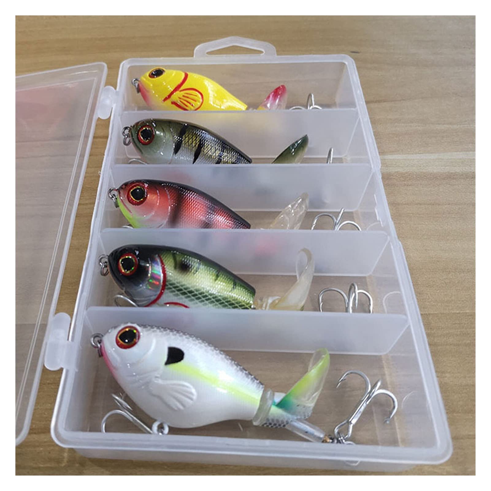 caihuashopping Señuelos de Pesca Señuelos de Pesca 7, 5 cm Crankbaits Fuertes de Pesca para Pesca Wobblers Floating Pike Baits Shads Tackle Soft Rotating Tail 5PCS Cebos Artificiales