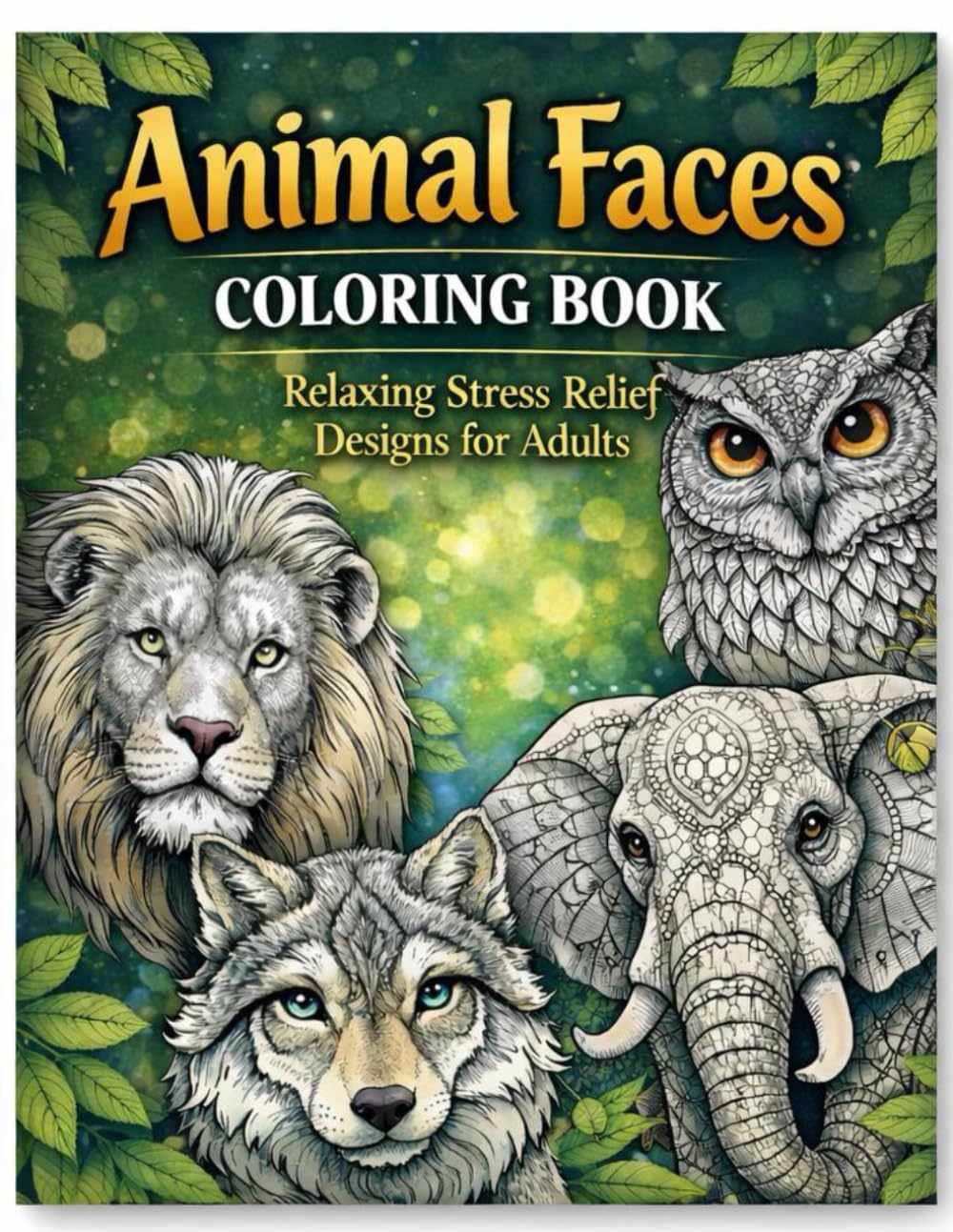 Animal Faces Coloring Book: Relaxing Stress Relief