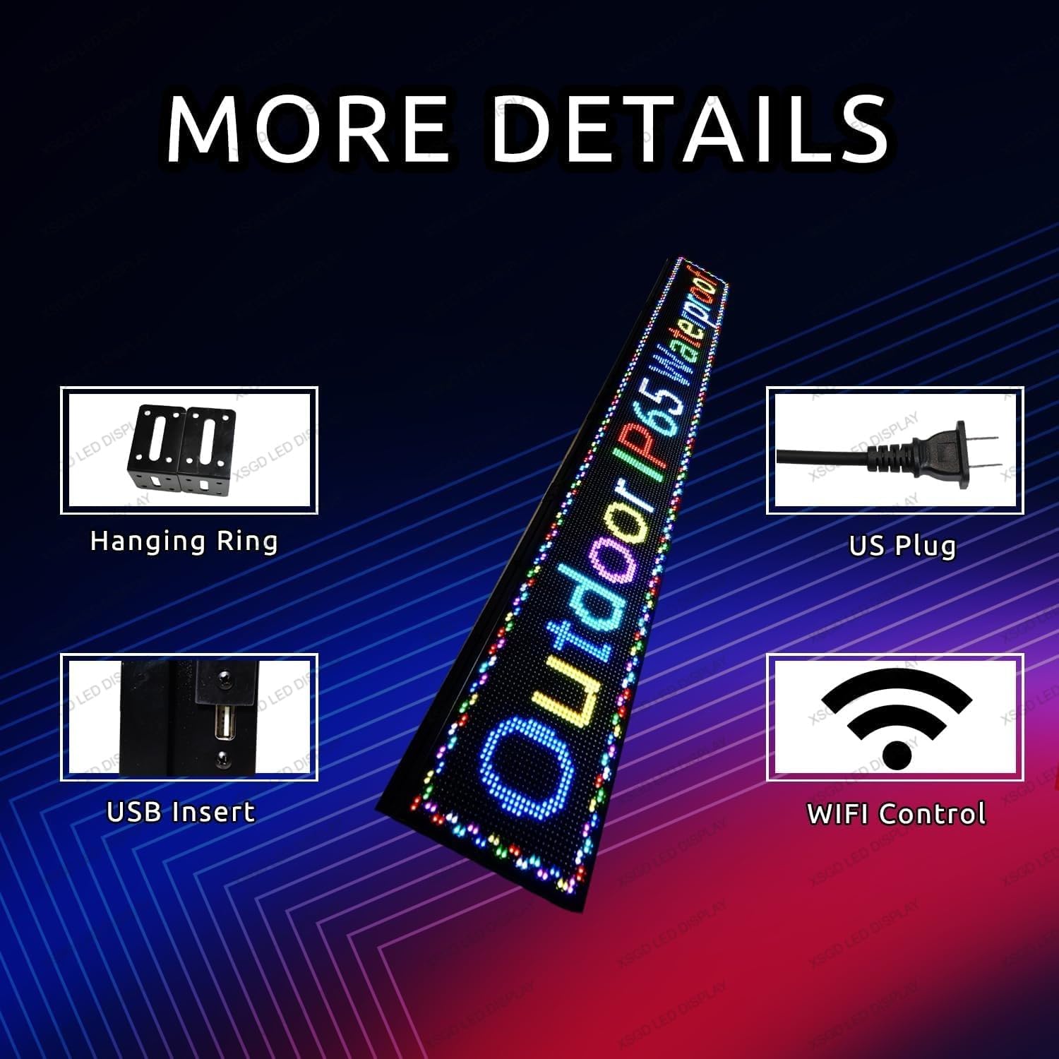 XSGD P10 Programmable Scrolling LED Sign Welcome Led Signs, Outdoor IP65 Waterproof Open Signs for Business, Customizable RGB Fullcolor Led Display, Digital Message Board for Advertising Store Restaurants 115"X14"