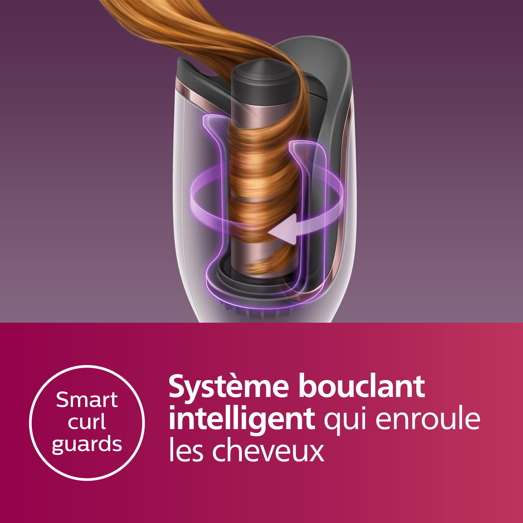 Philips série 8000 - boucleur automatique avec technologie MoistureProtect, 27 options de style différentes, blanc, modèle BHB878/00
