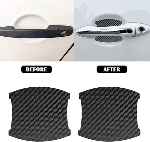 Miniatura 3 de 4 protectores de arañazos para manija de puerta de automóvil, textura magnética extraíble de fibra de carbono 3D, textura de fibra de carbono para